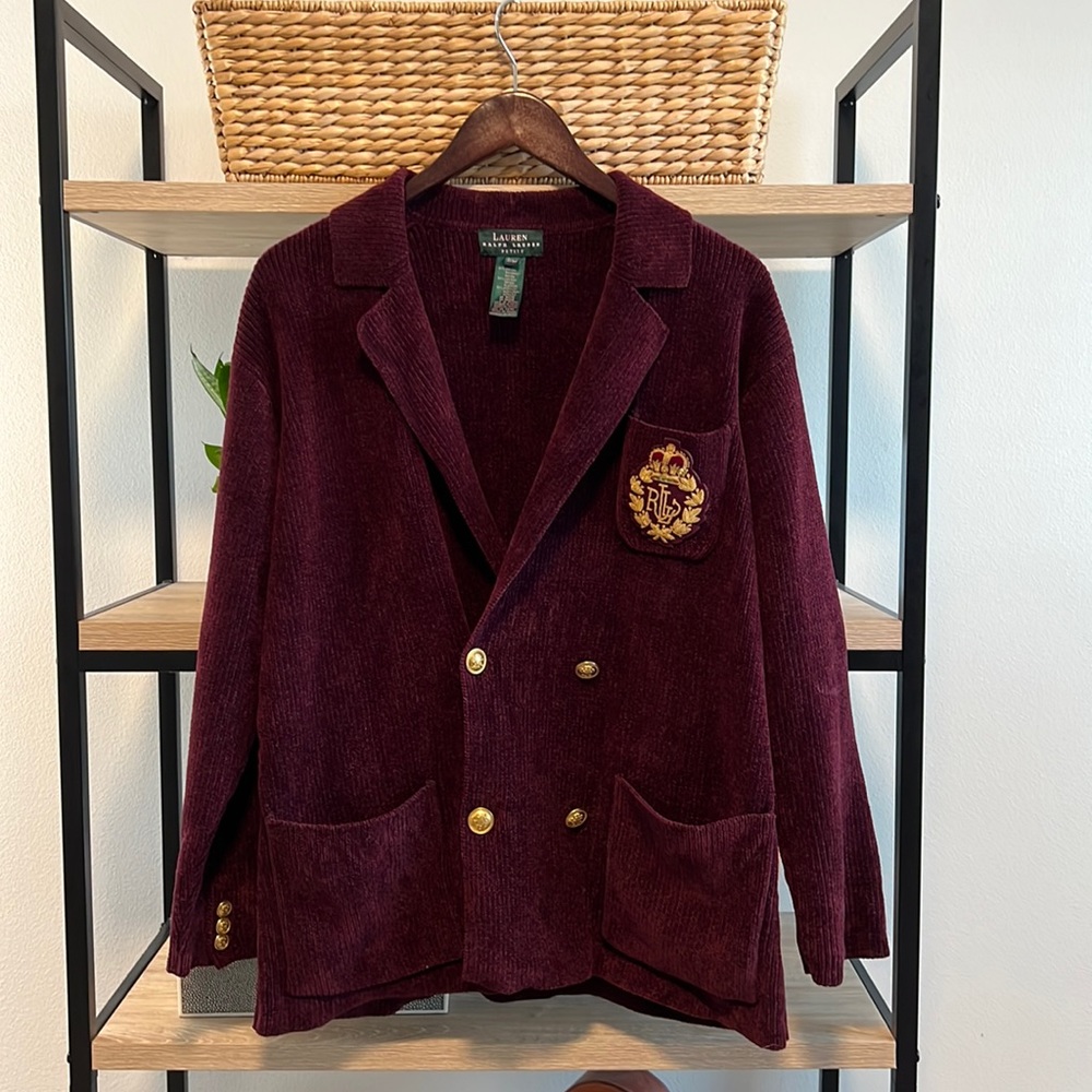 Lauren Ralph Lauren Burgundy Blazer with Gold Accents